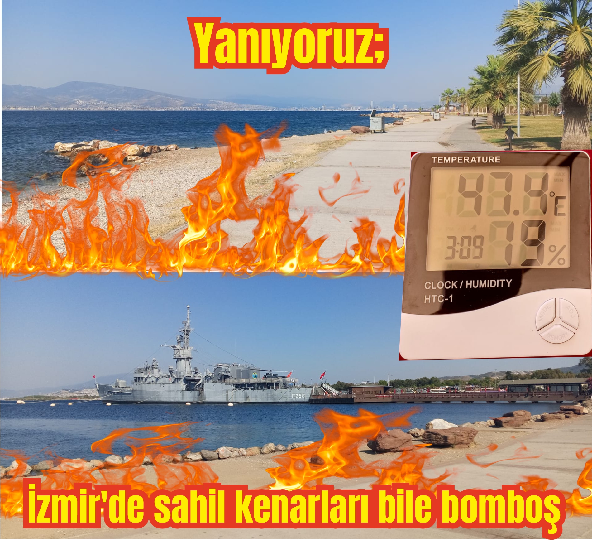 Yanıyoruz... İzmir'de sahil kenarları bile bomboş...