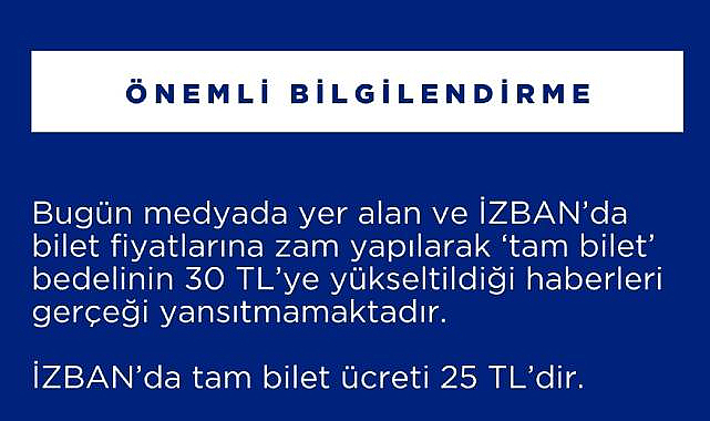 İZBAN'dan 'Bilet Fiyatı' Açıklaması