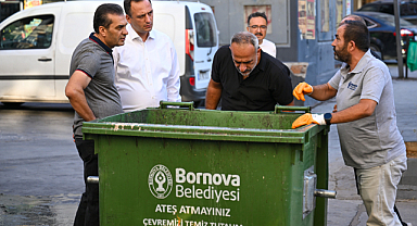 Bornova Belediye Başkanı Eşki Temizlik Çalışmalarını İnceledi